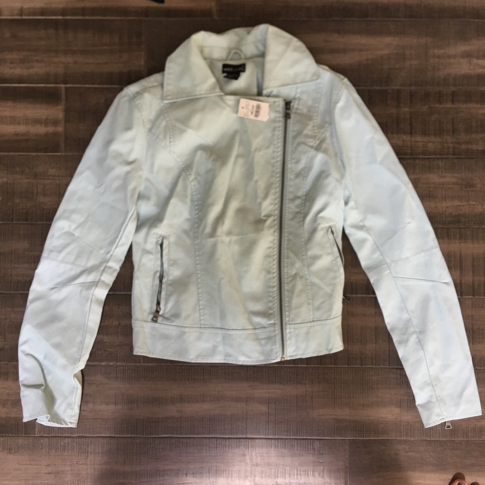 Light blue leather jacket
